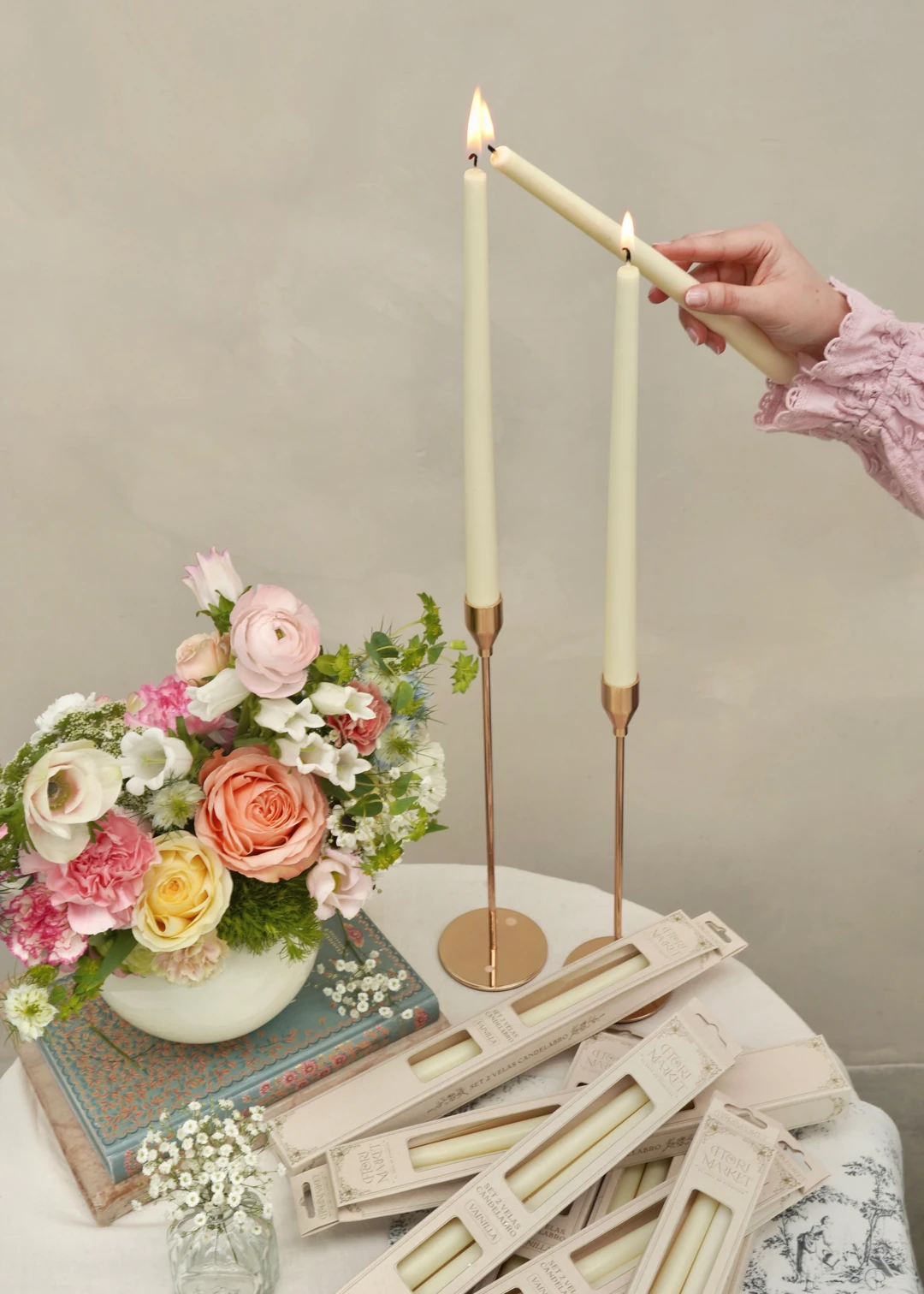 Vela candelabro cera de soya (set x 2) - Imagen 2